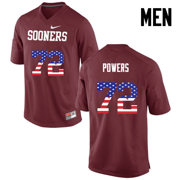 Oklahoma Sooners #72 Ben Powers College Football USA Flag Fashion Jerseys-Crimson